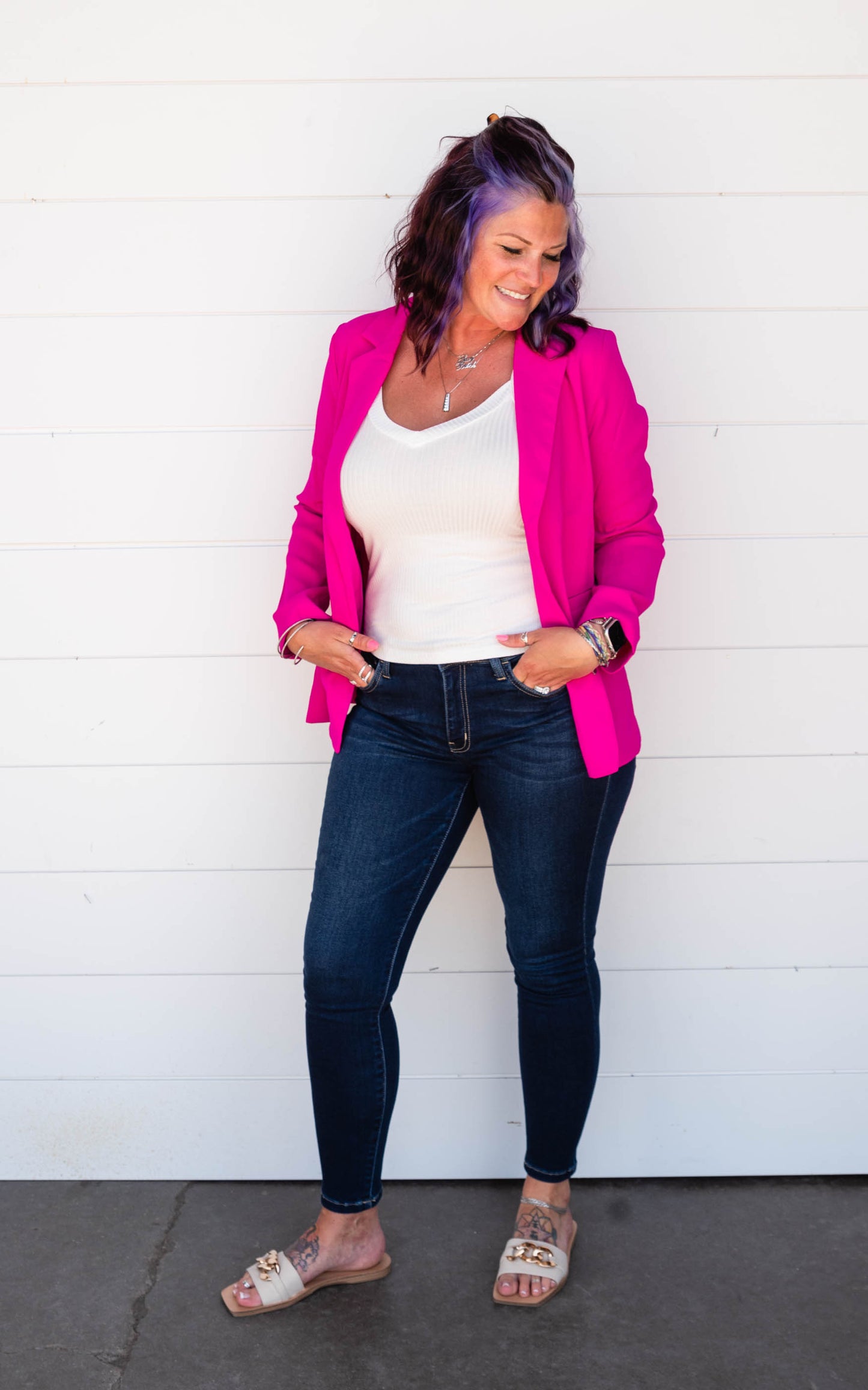 fuschia pink blazer 