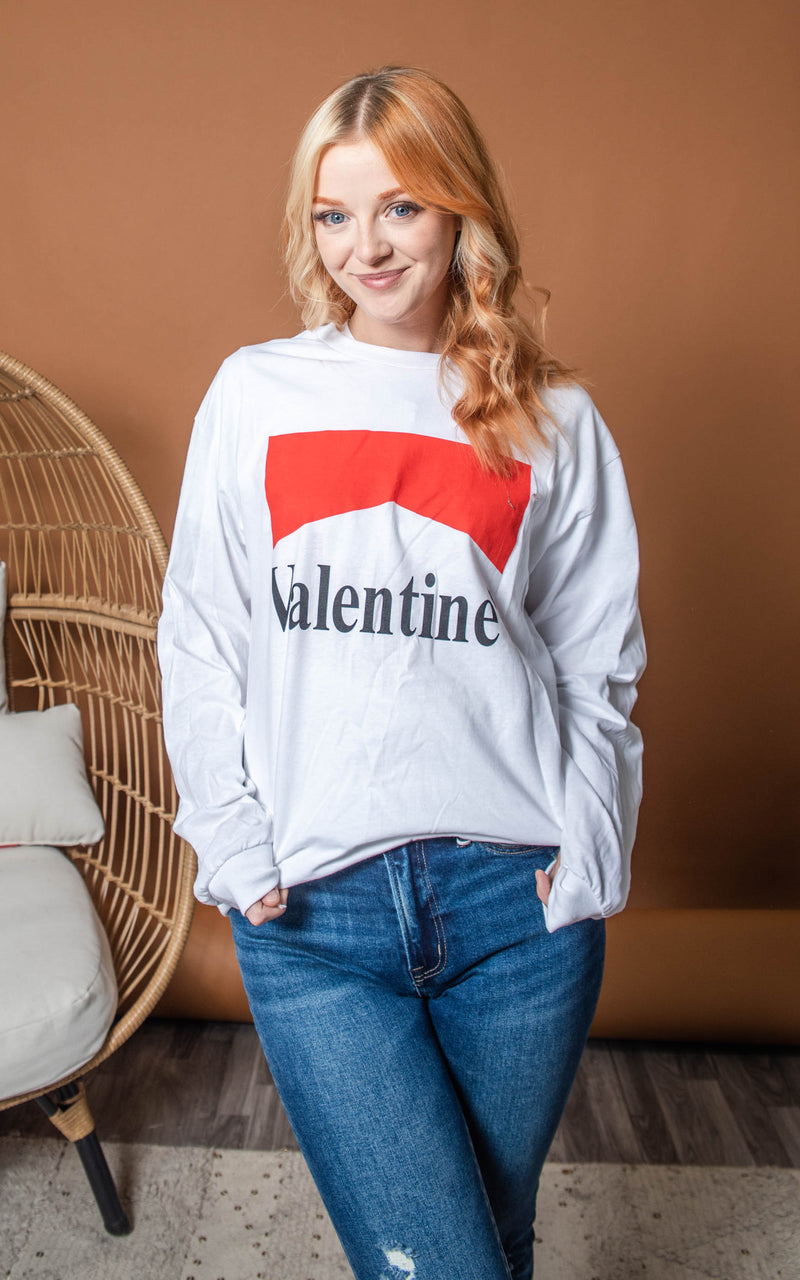 white valentine long sleeve top 