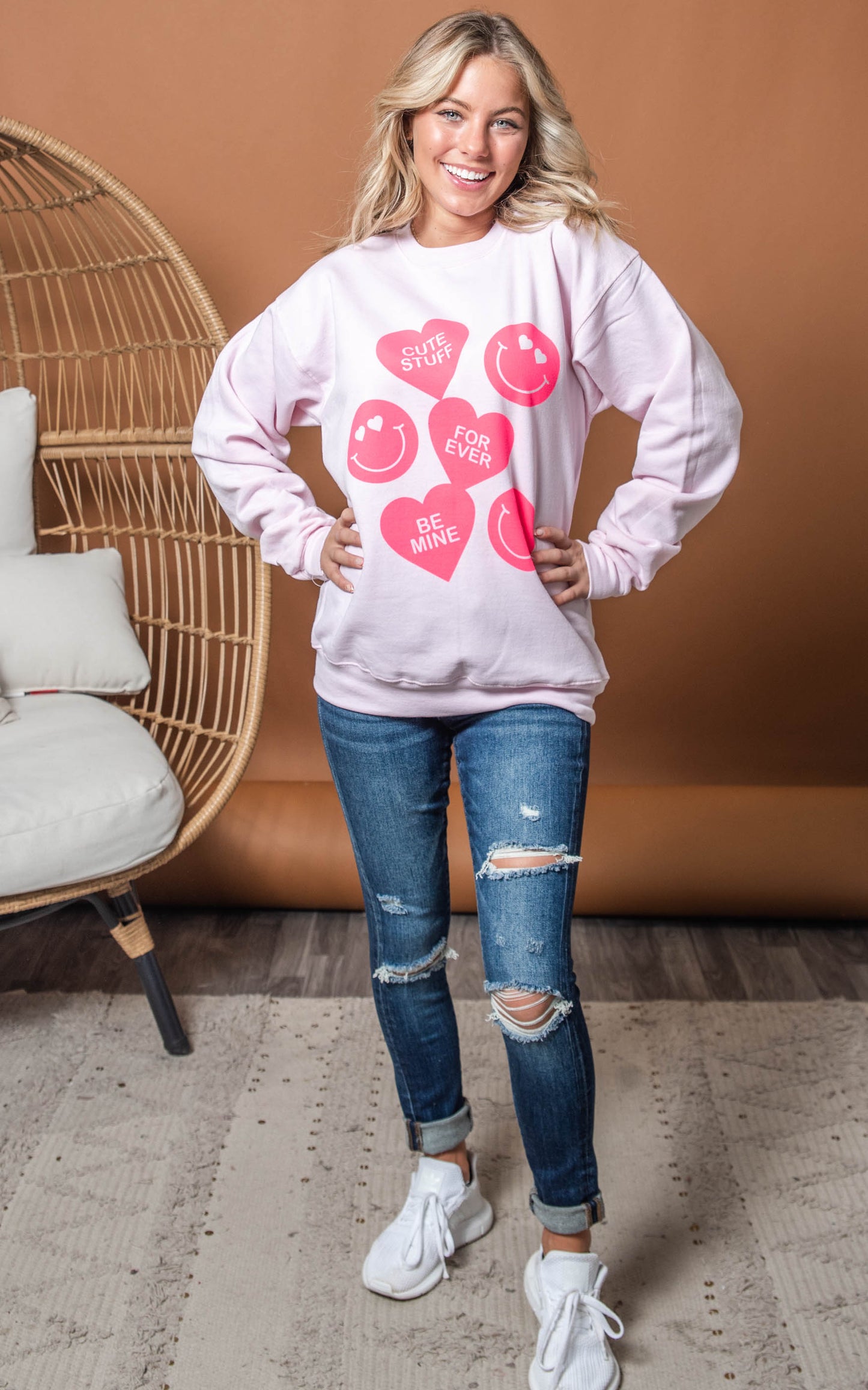 Candy Hearts and Valentines Crewneck Sweatshirt** - Final Sale