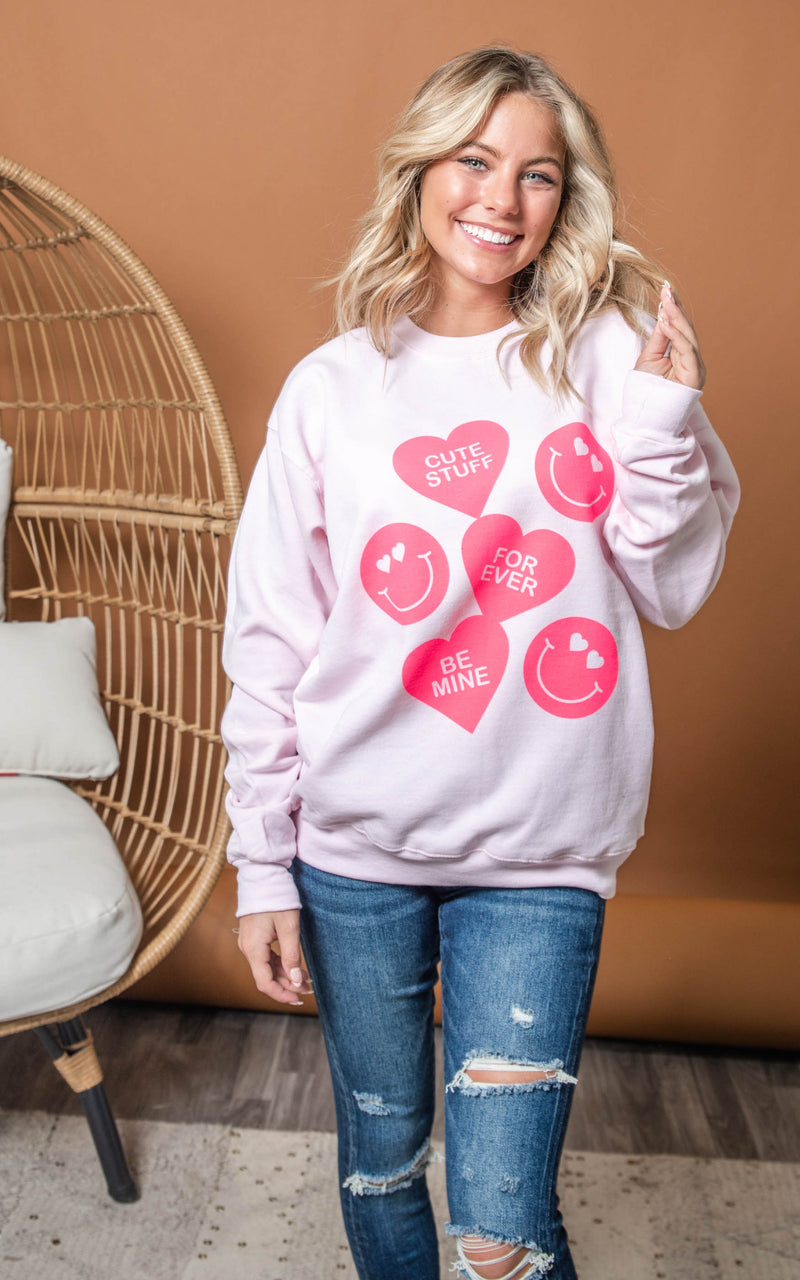 Candy Hearts and Valentines Crewneck Sweatshirt** - Final Sale
