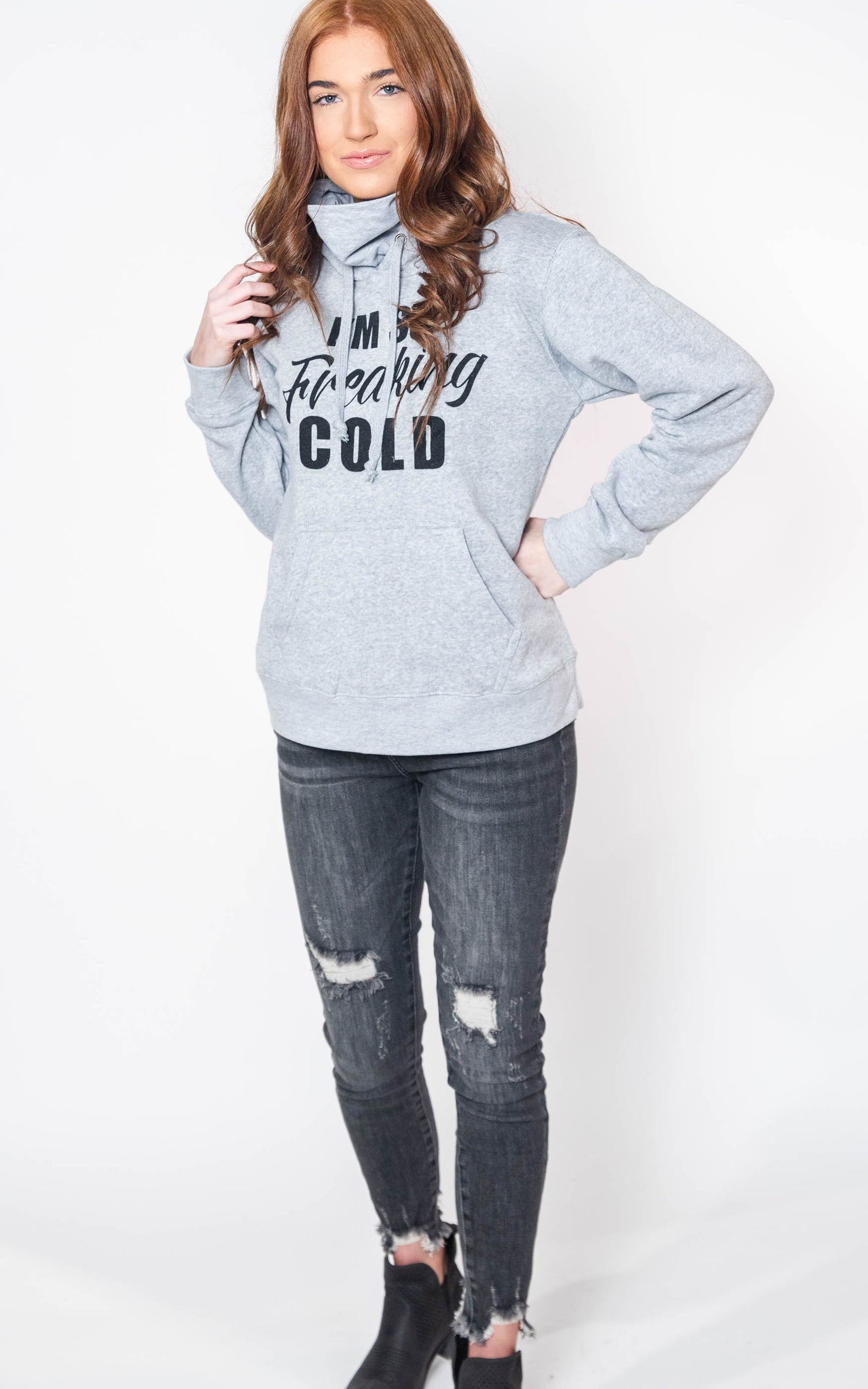  I'm so Freaking Cold Hoodie w/ Gaitor, CLOTHING, BAD HABIT APPAREL, BAD HABIT BOUTIQUE 