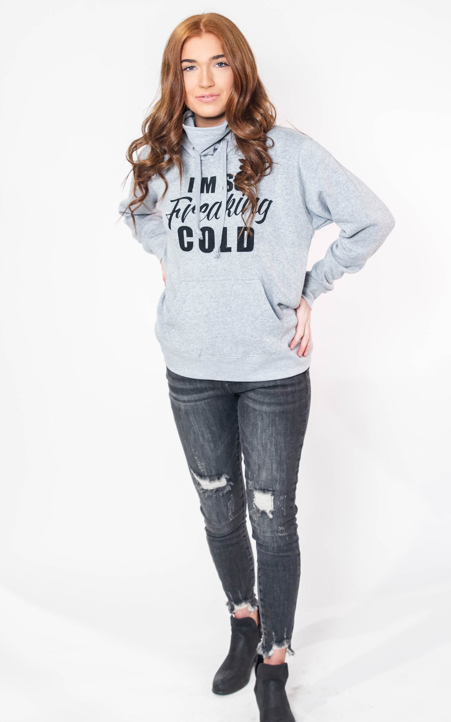  I'm so Freaking Cold Hoodie w/ Gaitor, CLOTHING, BAD HABIT APPAREL, BAD HABIT BOUTIQUE 