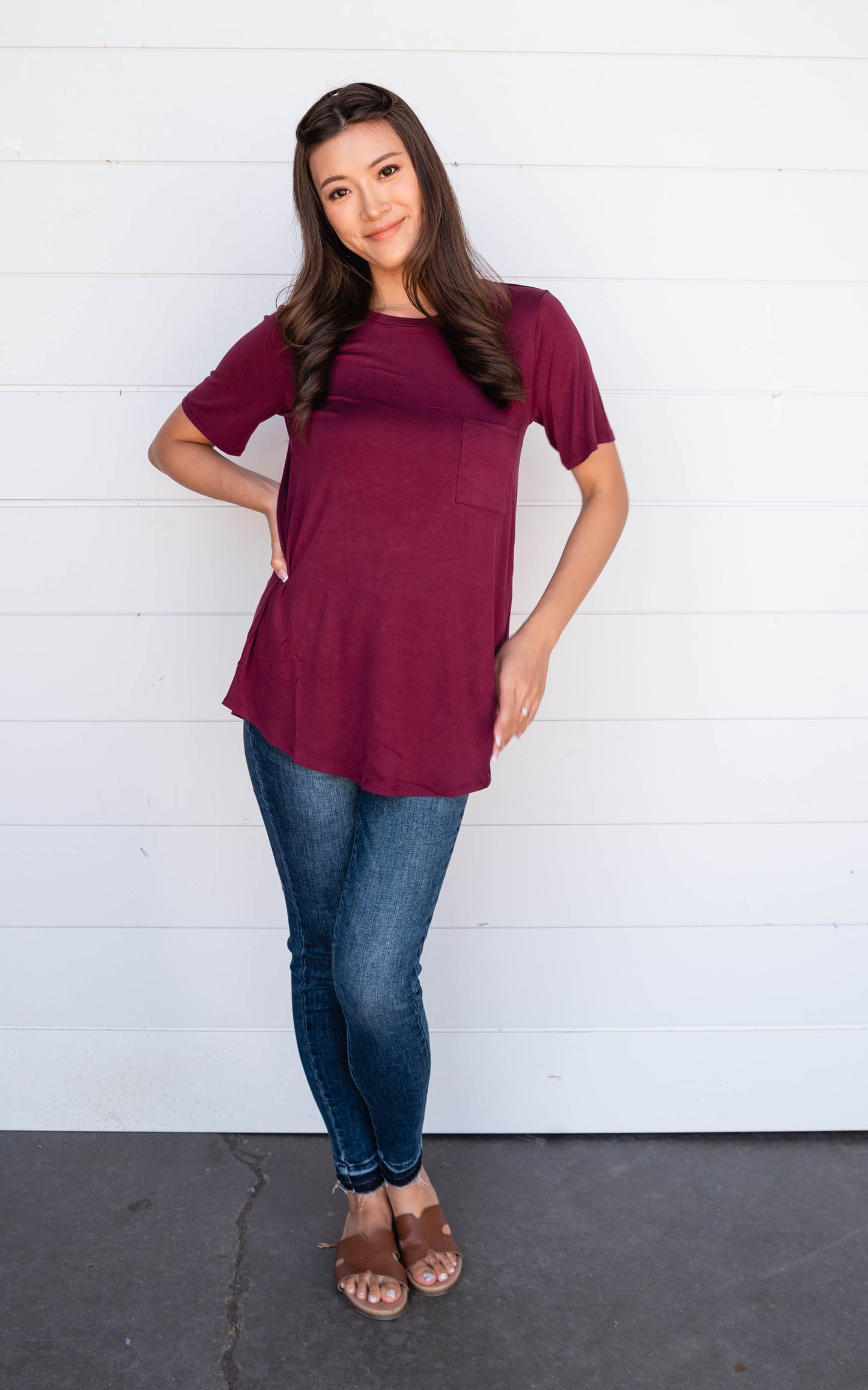 burgundy pocket tee 