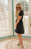 Smocked Waist Black Knit Dress - White Birch