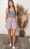 lavender french terry shorts