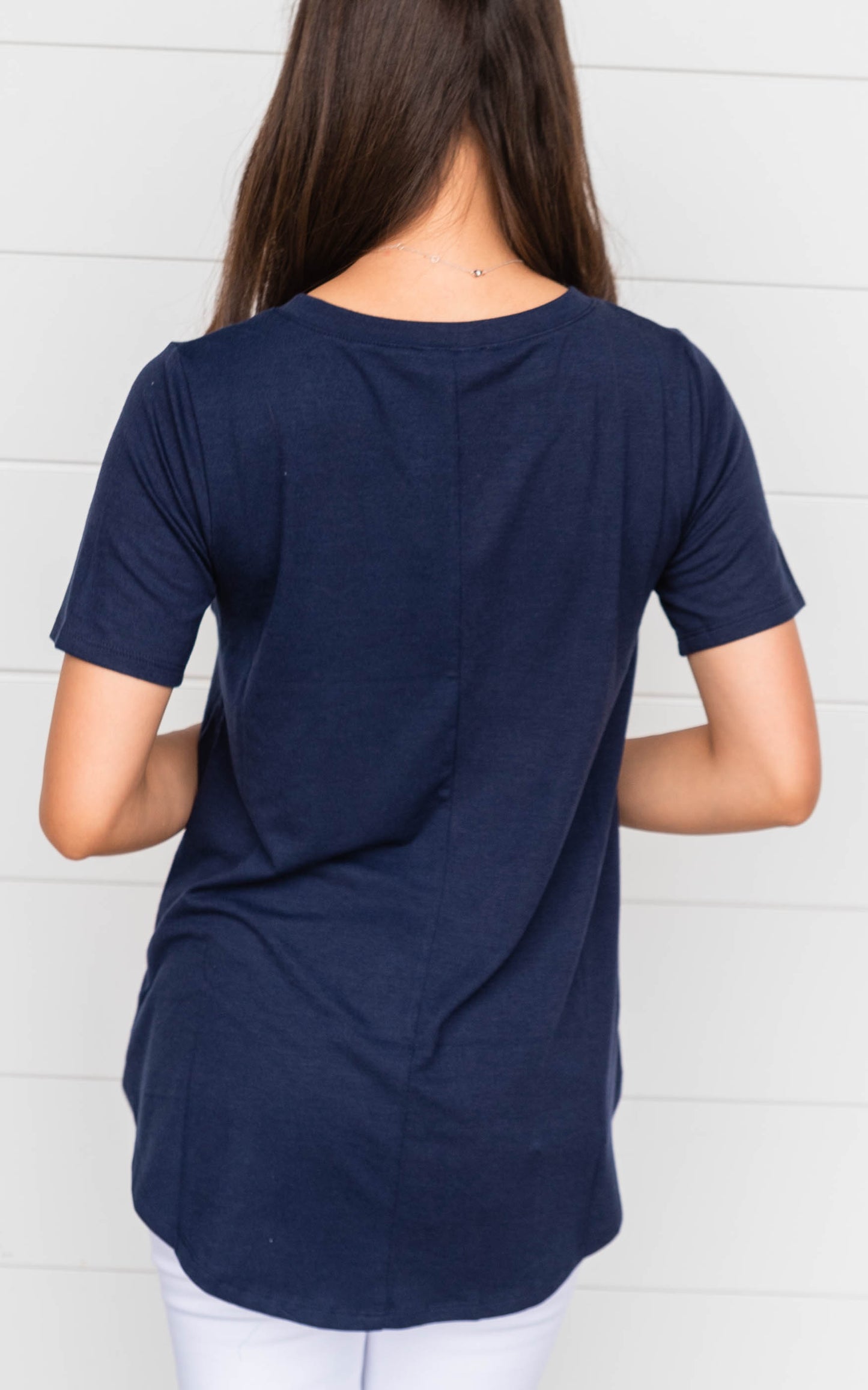 navy v-neck tee 