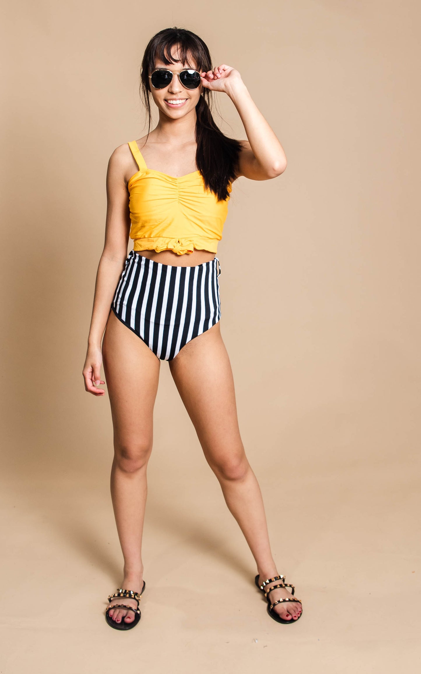 yellow swim midi top 