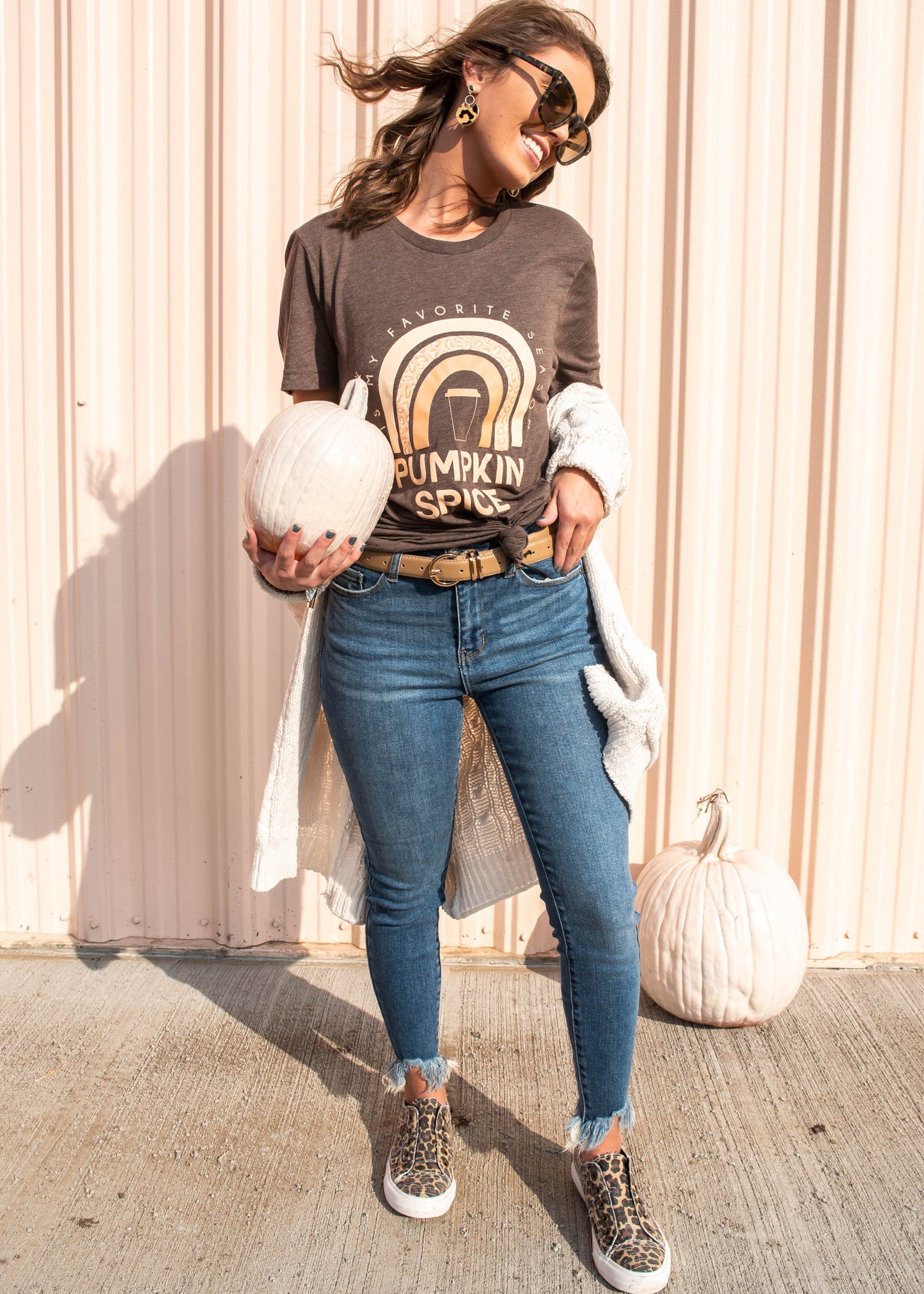  Taste the Pumpkin Spice Rainbow Tee- Heather Brown, CLOTHING, BAD HABIT APPAREL, BAD HABIT BOUTIQUE 