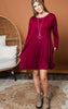 long sleeve burgundy dress