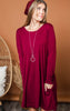 long sleeve burgundy dress 