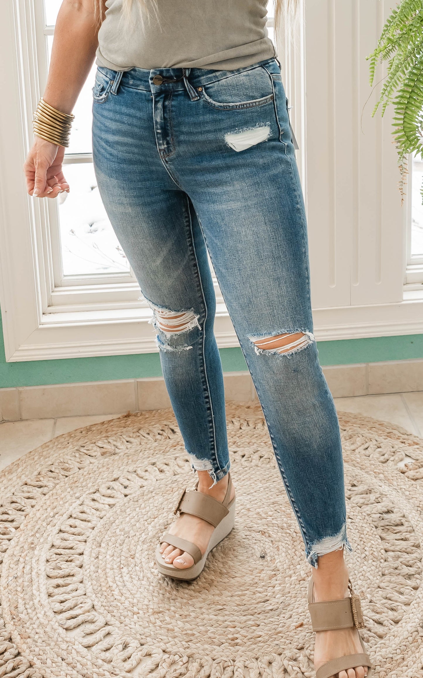 Mid Rise Crop Denim Skinny Jeans | Mica