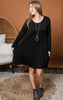 casual long sleeve black dress 