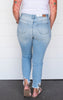 Mid Rise Distressed Hem Boyfriend Jeans- Judy Blue - Final Sale