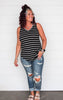 Stripe V-Neck Tank Top - Final Sale