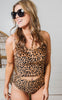 leopard halter swim top