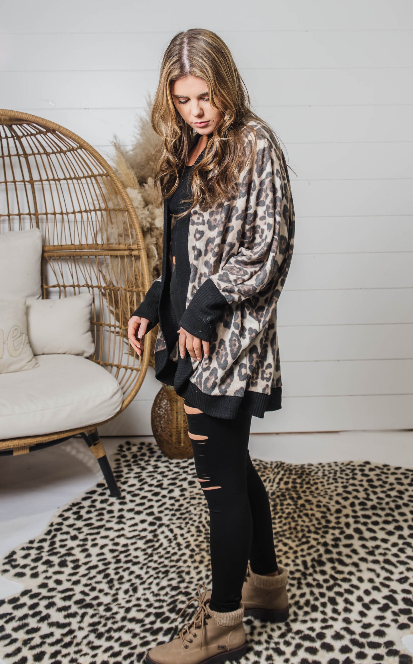 leopard sweater long cardigan 