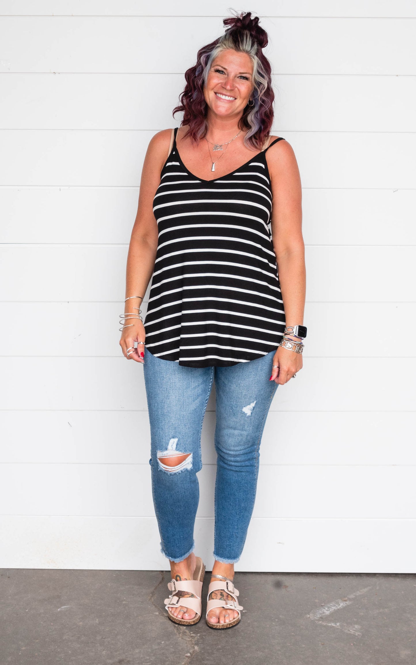 Sara's Steals and Deals Striped Reversible Tank - Final Sale*