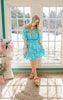 Aqua Off Shoulder Mini Dress 