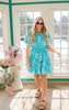 Aqua Off Shoulder Mini Dress 