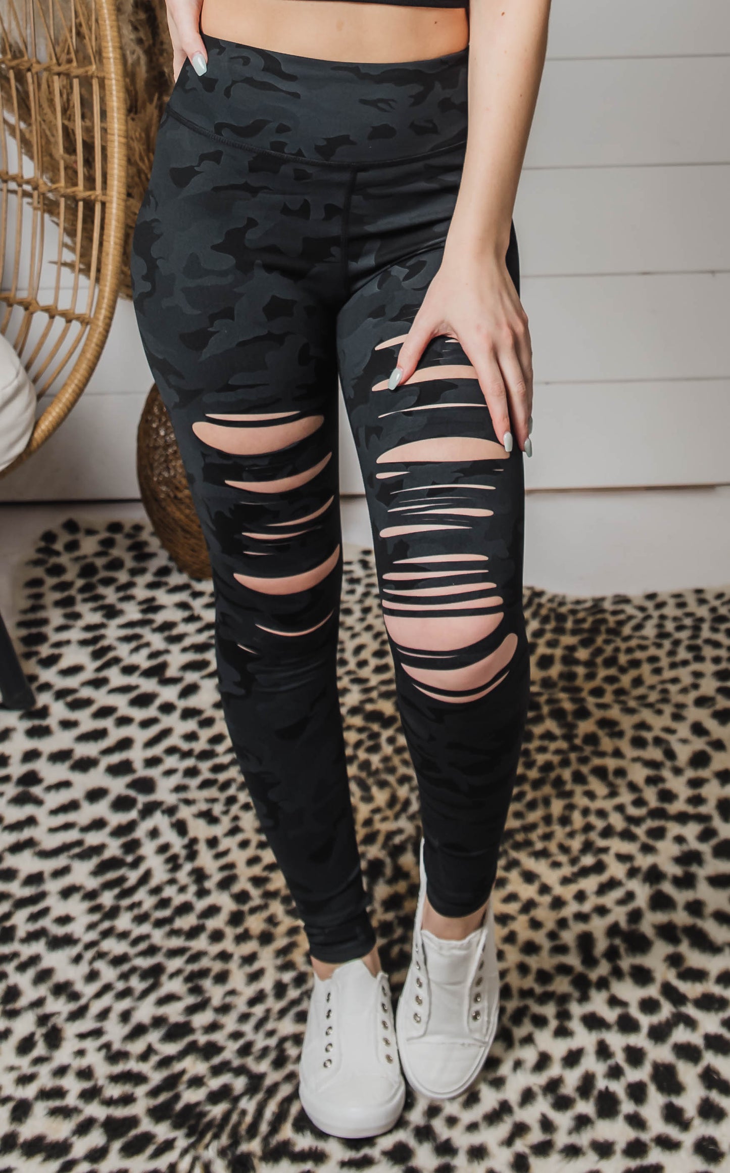 black laser leggings