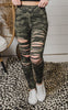 olive laser cut leggings