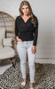 Surplice Front Smocked Long Sleeve Top - Final Sale