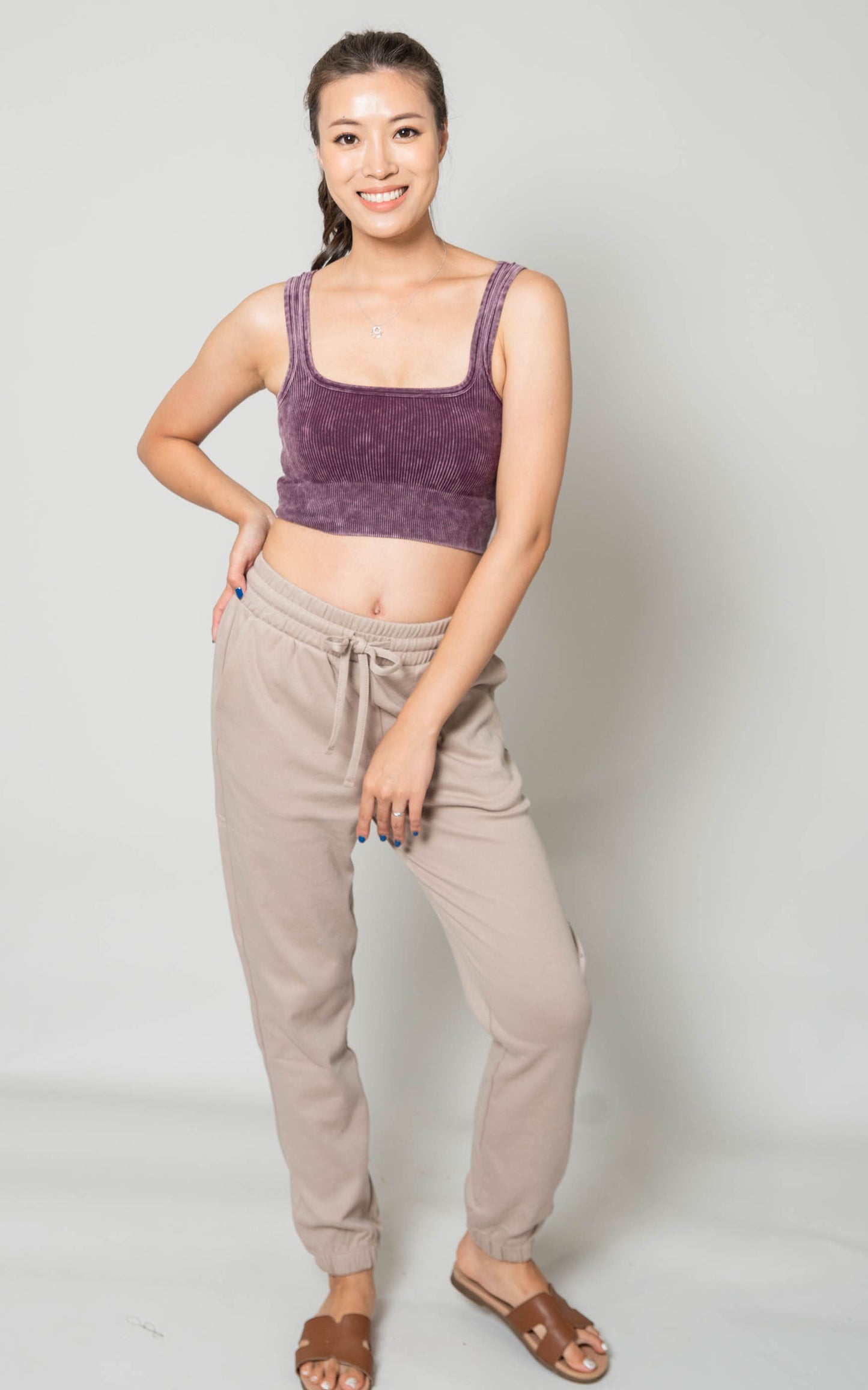 Mineral Washed Square Neck Crop Brami - Final Sale