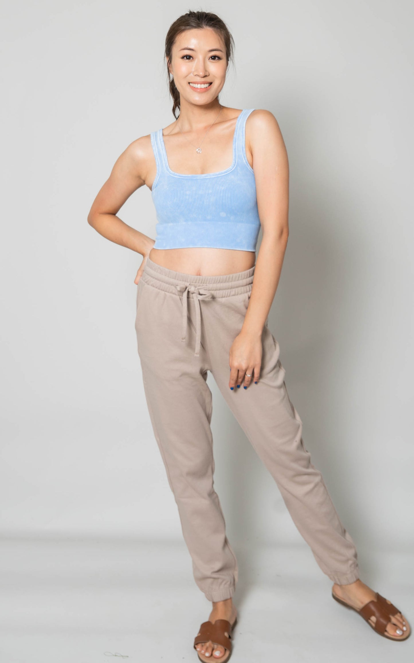 Mineral Washed Square Neck Crop Brami - Final Sale