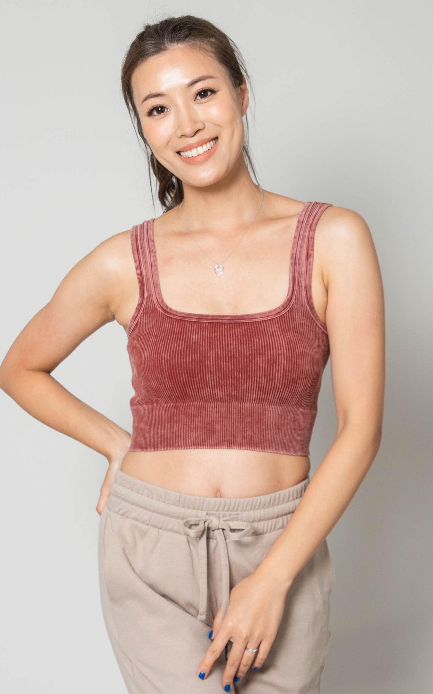 Mineral Washed Square Neck Crop Brami - Final Sale