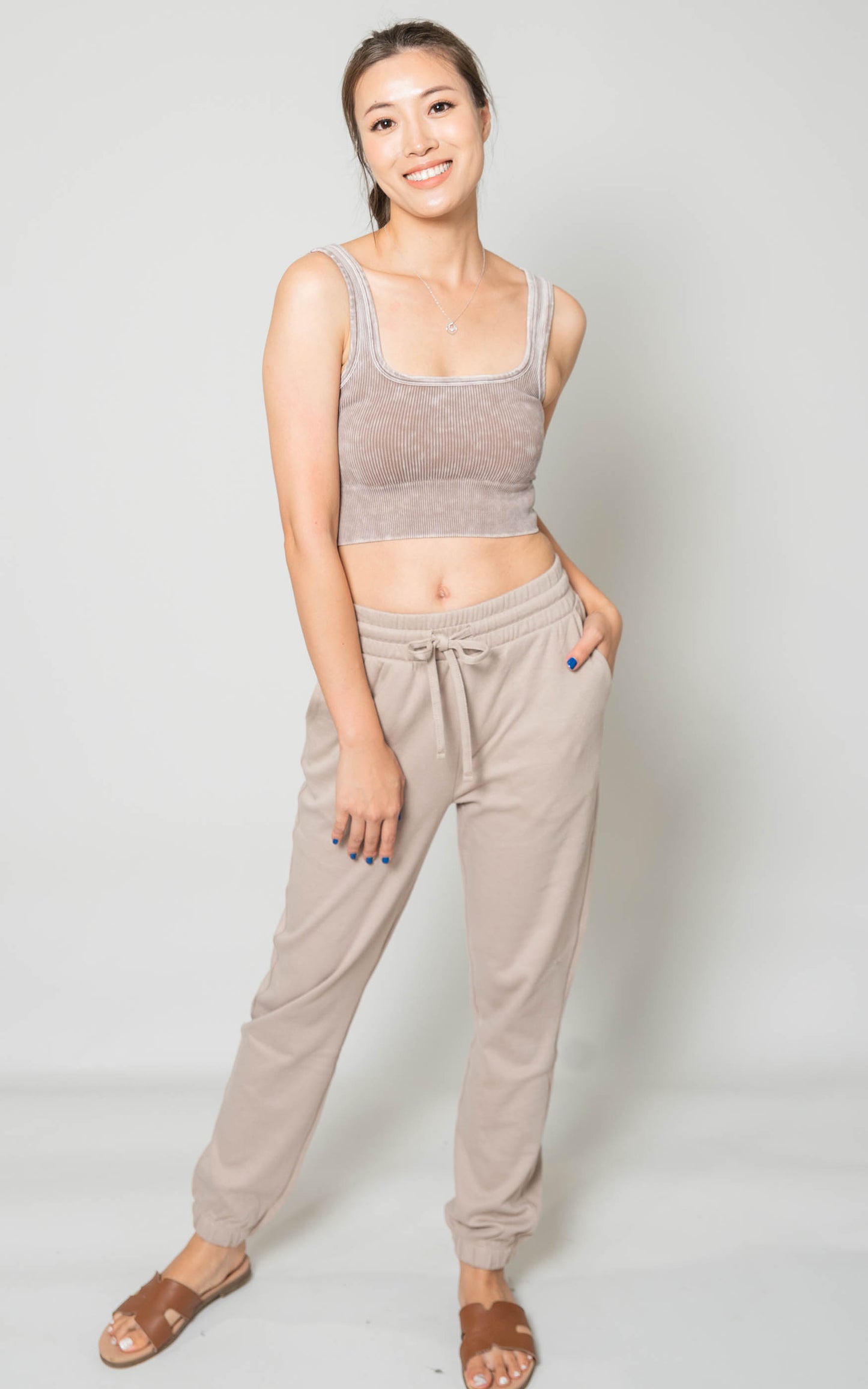 Mineral Washed Square Neck Crop Brami - Final Sale