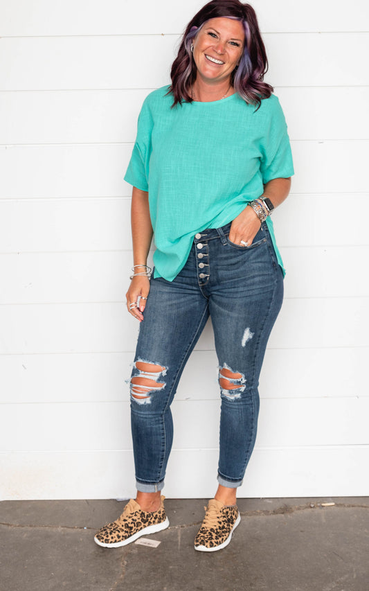 Mint Gauze Top - Final Sale