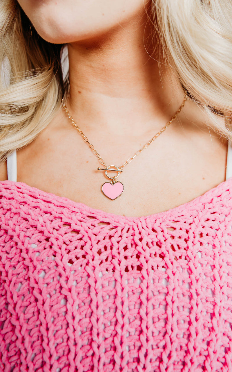 Hot Pink Heart Necklace - Final Sale