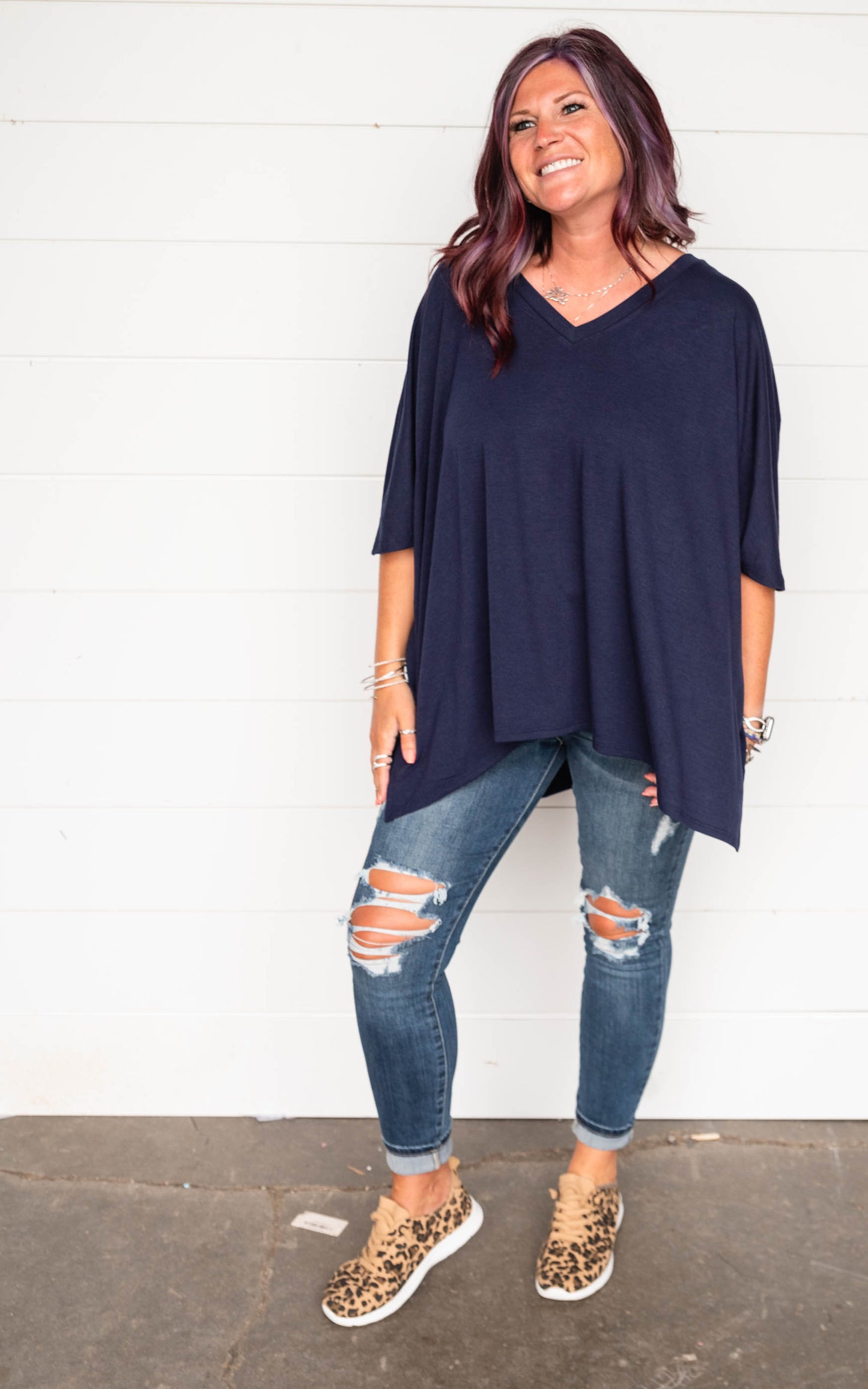 Oversized V-Neck Tunic Top - Final Sale*