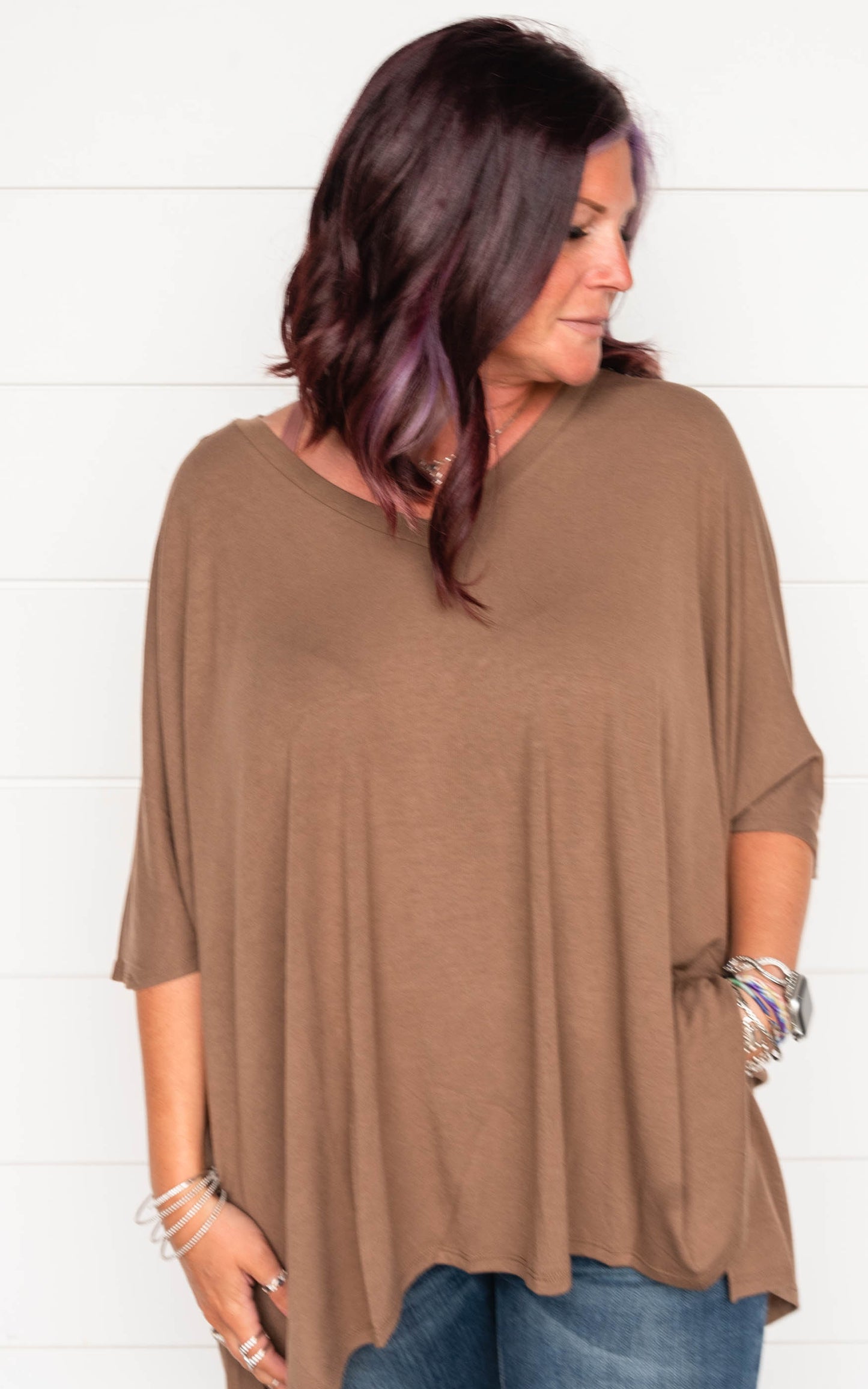 Oversized V-Neck Tunic Top - Final Sale*