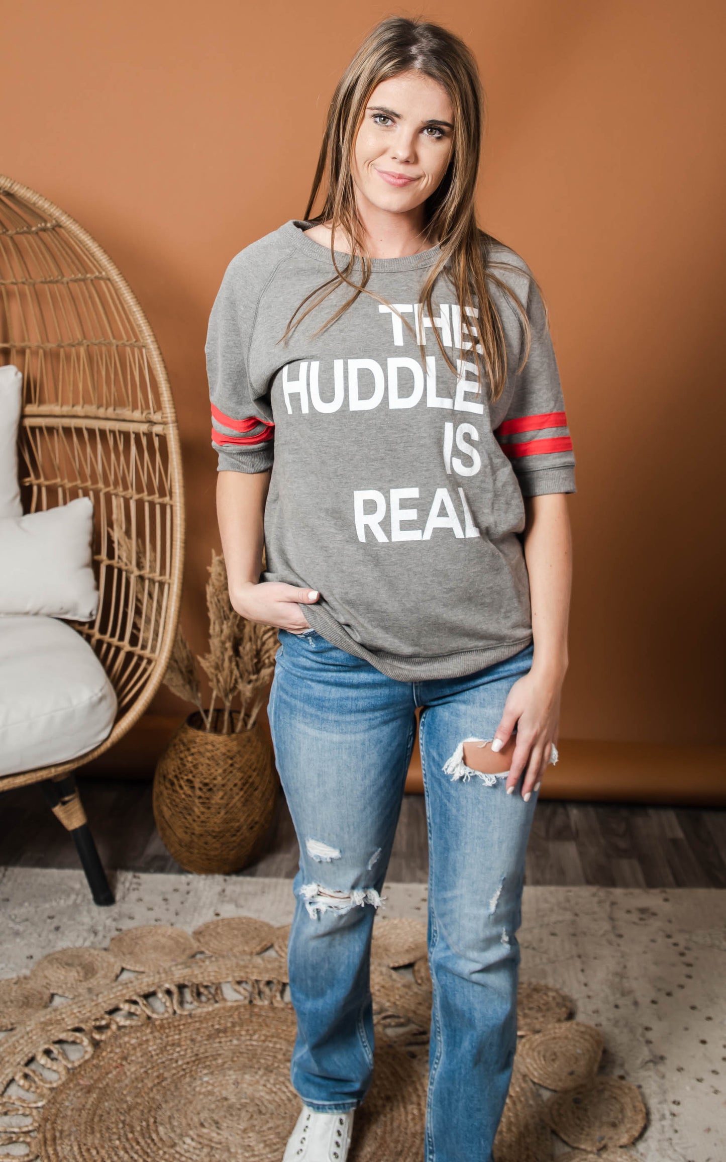 HUDDLE IS REAL Sweatshirt - grey** - Final Sale