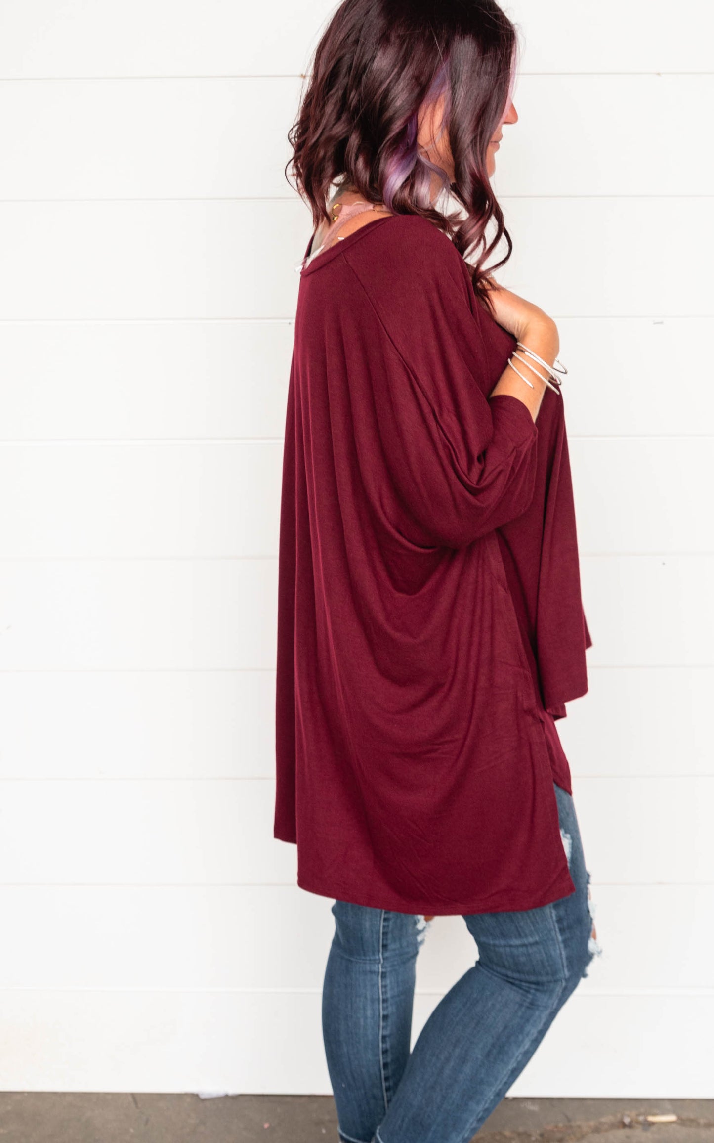 Oversized V-Neck Tunic Top - Final Sale*