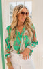 Take Me to My Yacht Printed Button Front Blouse Top