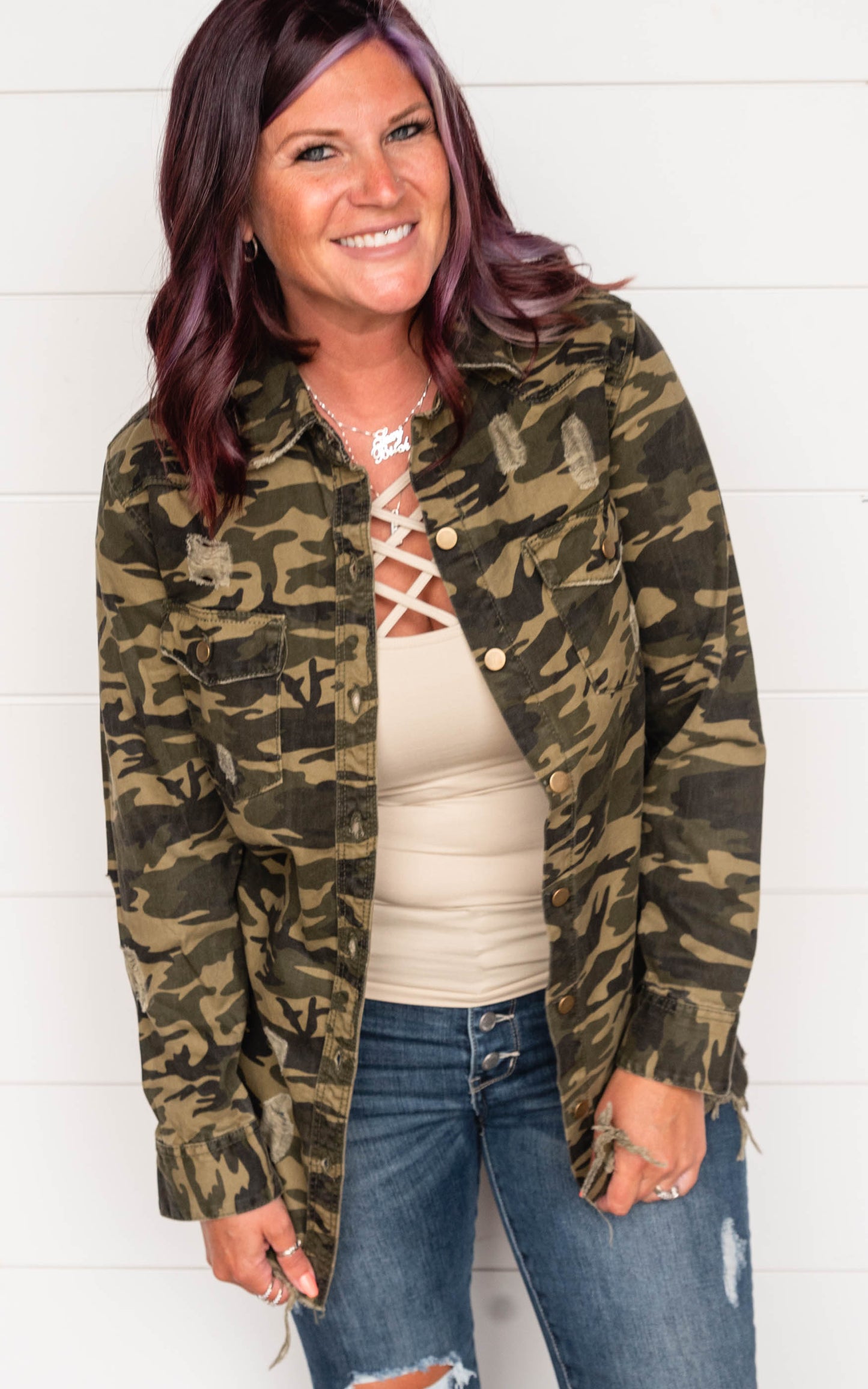 Camo Denim Shirt Jacket - Final Sale