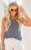 Come Sail Away Navy Stripe Jersey Tank Top