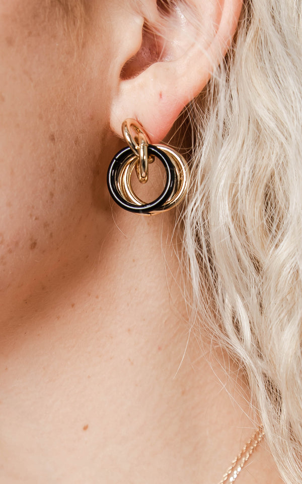 Gold and Black Knotted Earrings - Final Sale