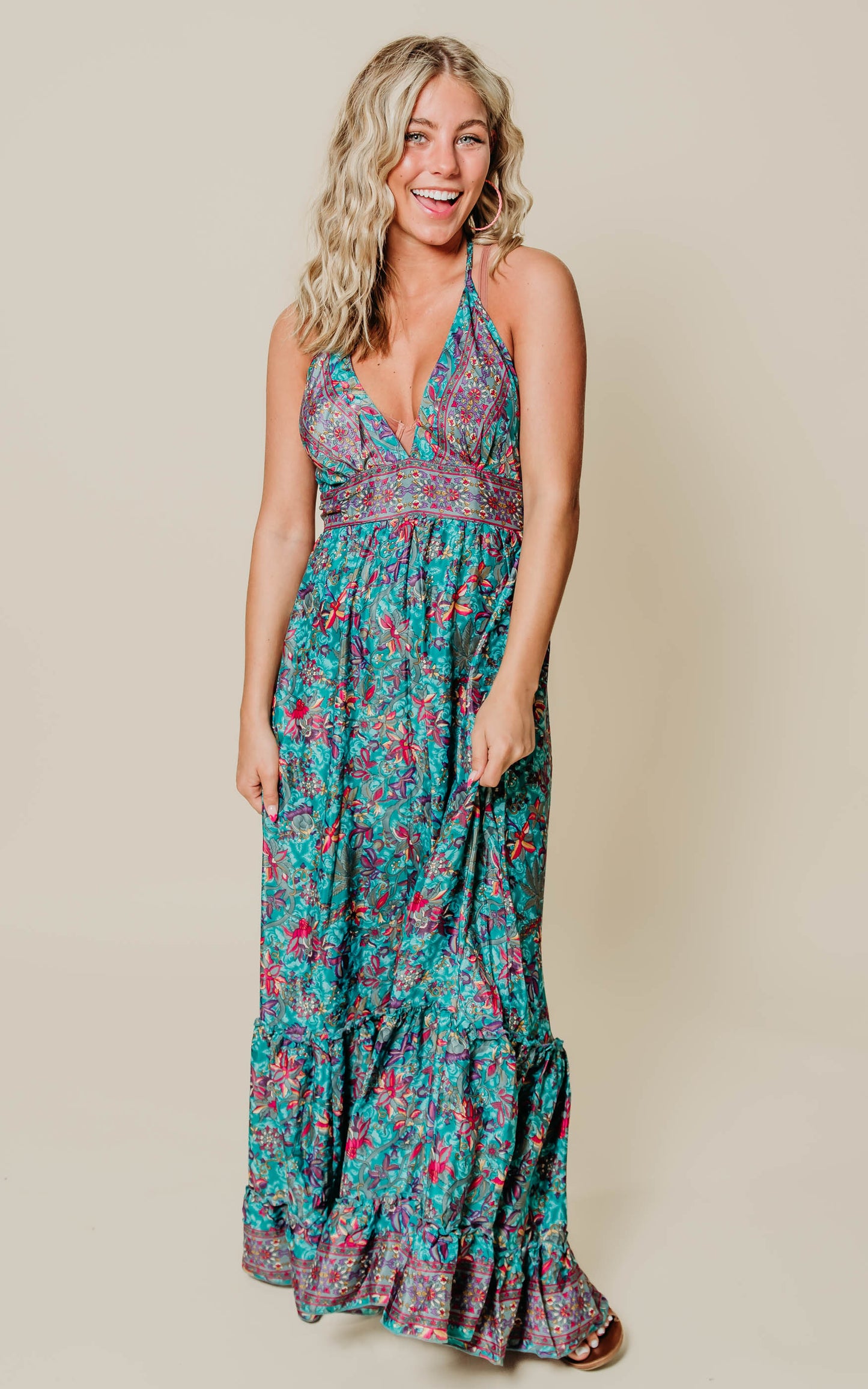 Boho Maxi Dress - Teal - Final Sale