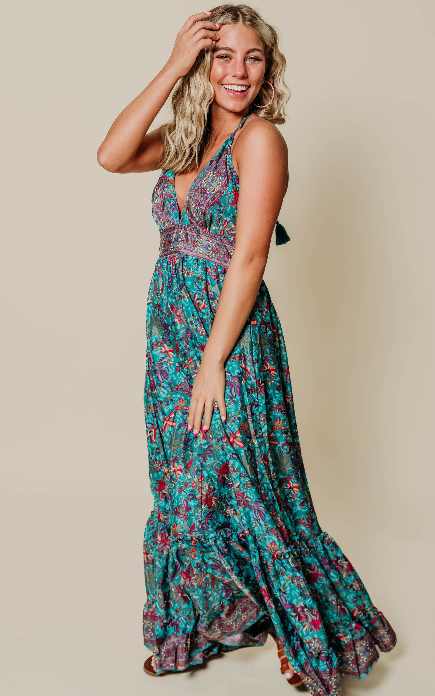 Boho Maxi Dress - Teal - Final Sale