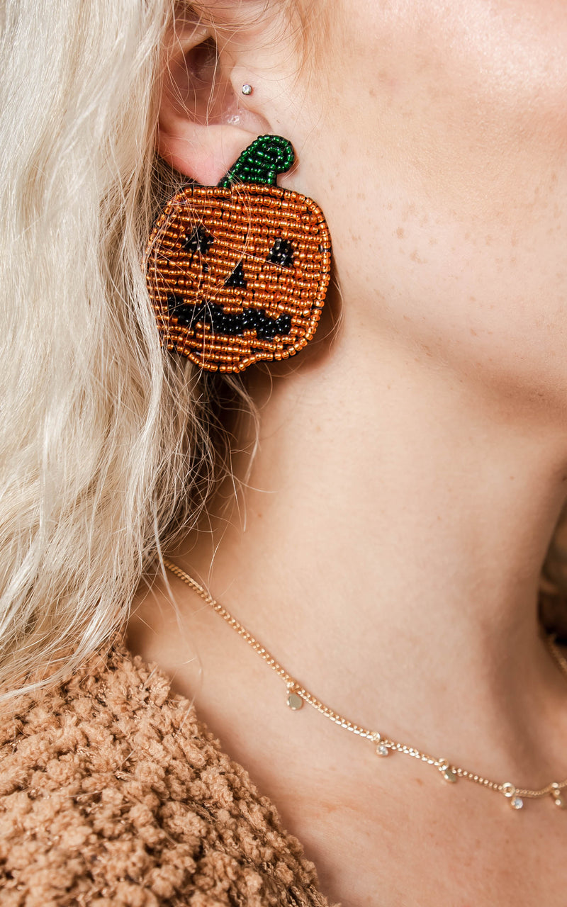 Pumpkin Beaded Earrings - Final Sale