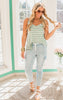 dusty green Reversible Stripe Cami Tank Top