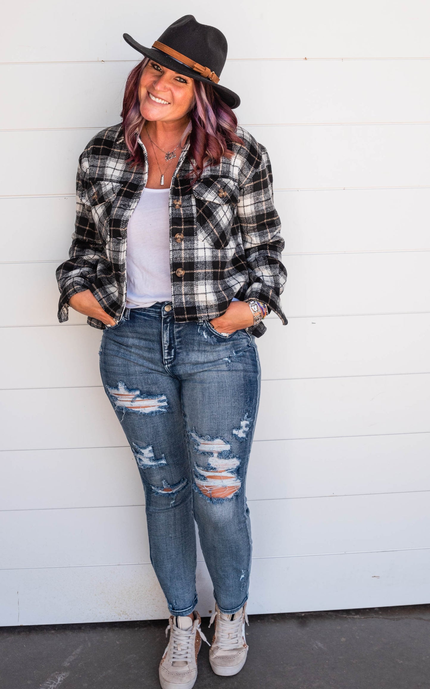 cropped plaid jacket 