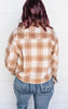 Plaid Button Down Cropped Shacket - Camel - Final Sale