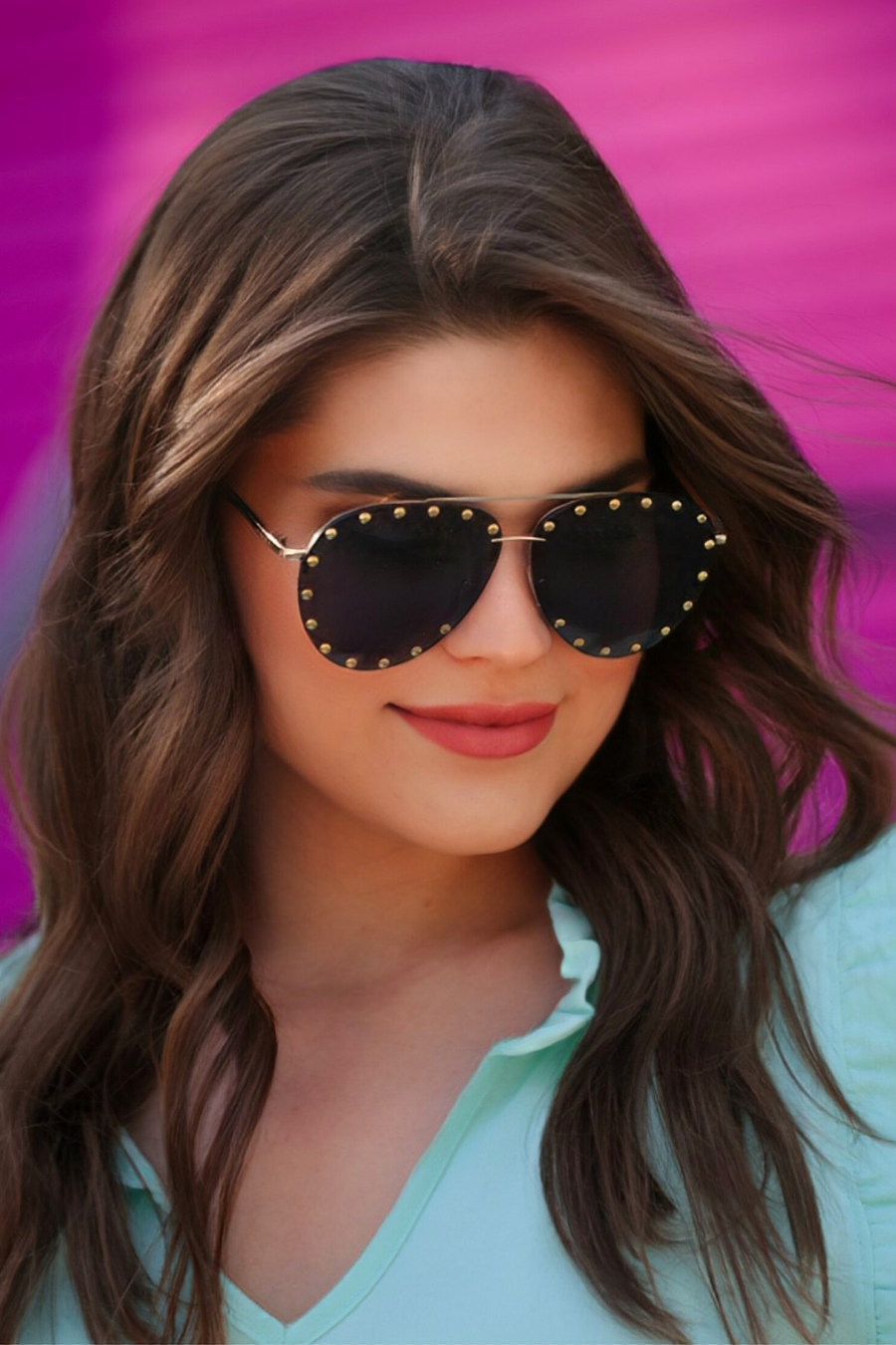 Showstopper Studded Aviator Sunglasses