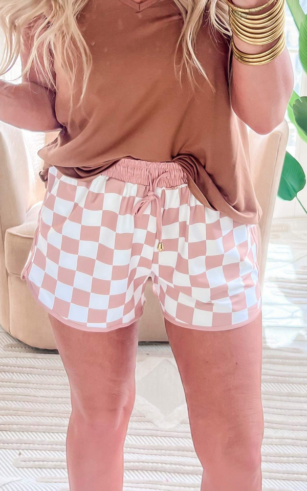 checkered drawstring shorts 