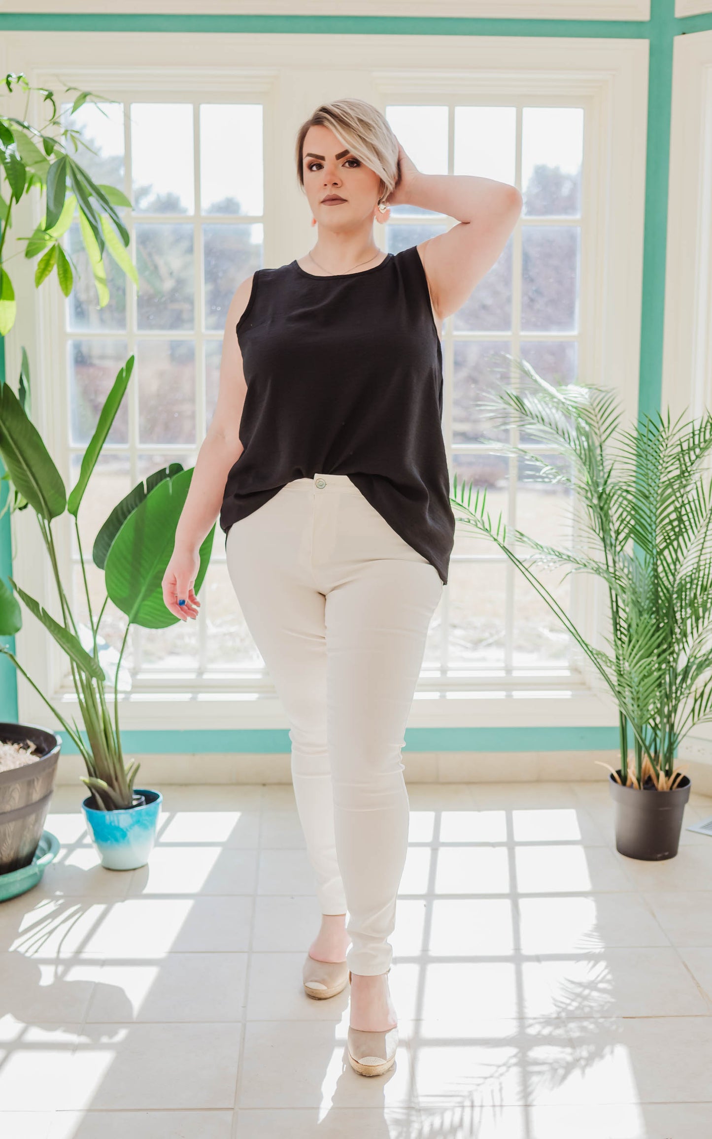 chiffon black tank top 