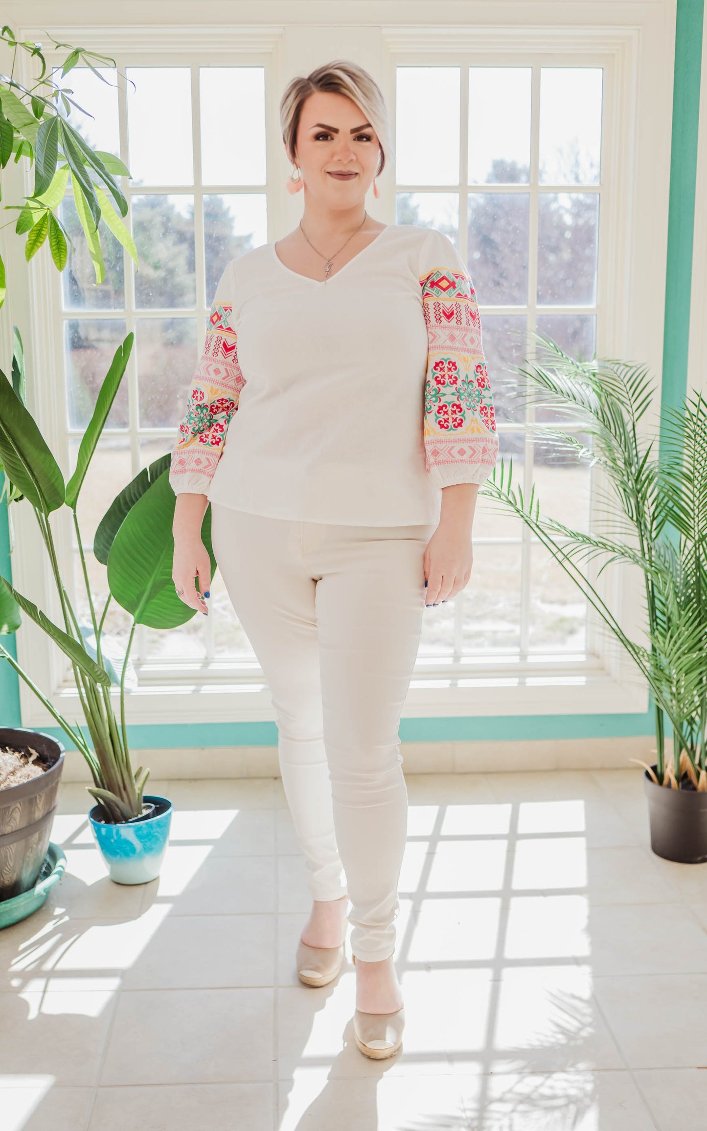 ivory embroidered blouse 